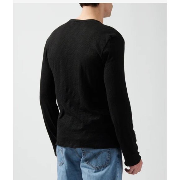 ATM Anthony Thomas Large Melillo Black Slub Jersey Destroyed Wash Henley Shirt - Picture 11 of 11